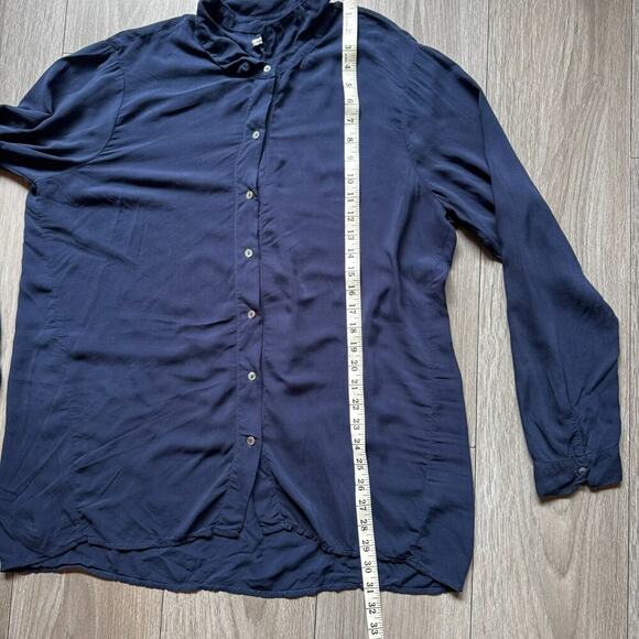 Velvet by Graham & Spencer Womens Velvet Collar Button Down Shirt Blue Size L - Picture 4 of 9